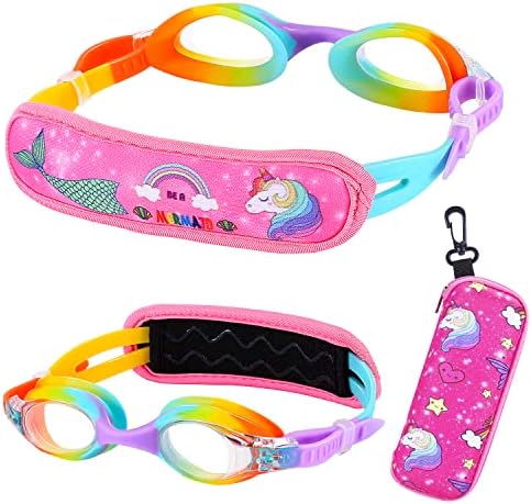 RUIGAO Kids Swim Goggles Age 2-6, Toddler Goggles No Hair Pull,Child Goggles Padded HeadBand Namiedstore