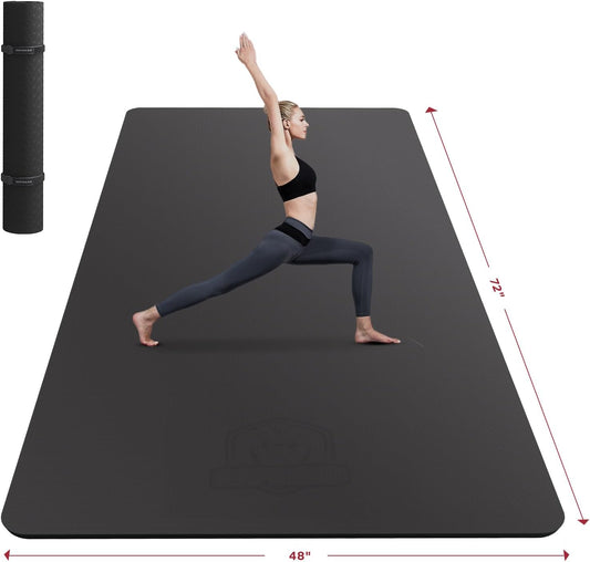 HAPBEAR Extra Large Yoga Mat - 72"x48"\/78"x54"x6mm (1\/4 inch), Non-Slip, Durable, Eco-Friendly, Thick Wide Exercise Mat for Home Workouts, Yoga, Pilates, Stretching, Meditation (Barefoot Exercise) Namiedstore