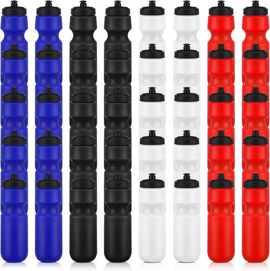 40 Pcs 23 oz Sports Squeeze Water Bottle Bulk Reusable Blank Plastic Water Bottles with Easy Open Push/pull Cap for Bike Bicycles Cycling Fitness Yoga Outdoor Sports Team Competition Namiedstore