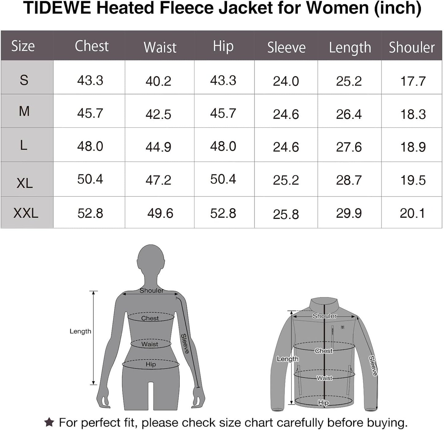 TIDEWE Women’s Heated Jacket Fleece with Battery Pack, Rechargeable Coat for Hunting (Black, Camo, Size S-XXL) Namiedstore