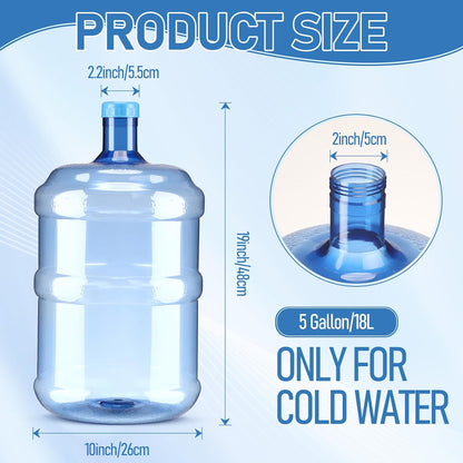 2 Pack Empty 5 Gallon Water Bottle with Screw Caps 18L Water Containers Water Jug Reusable Large Capacity Water Storage Container for Home Outdoor Sports Travel Camping Namiedstore