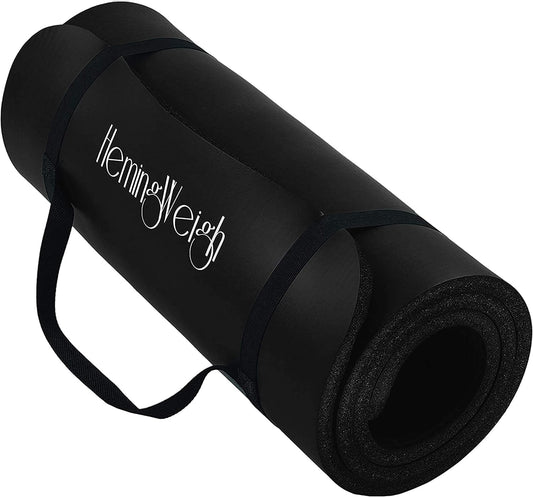 HemingWeigh Yoga Mat Thick, 1 Inch Thick, Non Slip Yoga Mat for Home Workout, Indoor and Outdoor Use, Black Namiedstore
