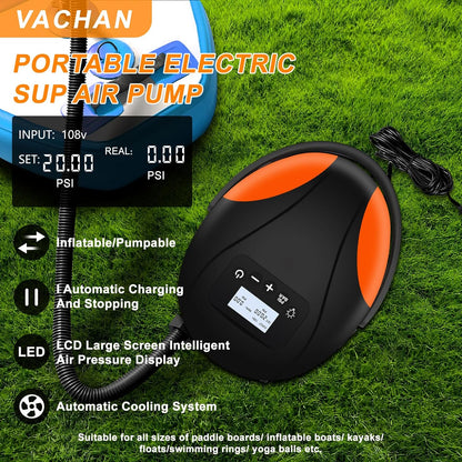 20PSI Electric SUP Paddle Board Pump, High-Pressure Auto-Off Air Pump for Inflatables Namiedstore