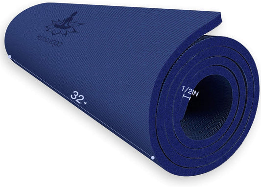 Hatha Yoga Extra Thick TPE Yoga Mat - 72"x 32" Thickness 1\/2 Inch -Eco Friendly SGS Certified - With High Density Anti-Tear Exercise Bolster For Home Gym Travel & Floor Outside Namiedstore